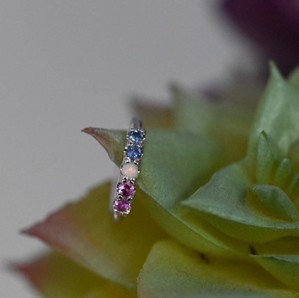 5 Gem Blaze with 1.5mm Gemstones - Navel Orientation - Agave in Bloom