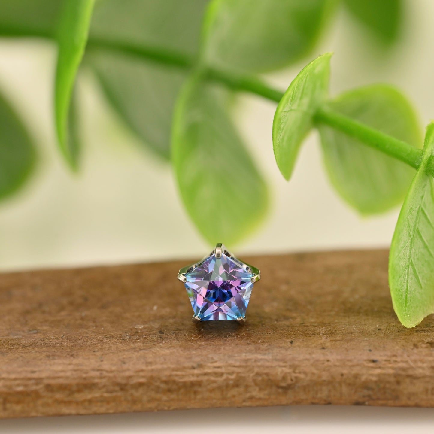 5mm Titanium Pentagon Gem End - Threadless