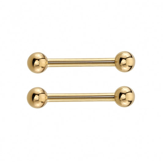 14g Threaded Straight Barbell  - 14K Gold