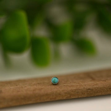 Titanium Bezel Set Gem - 16g Threaded