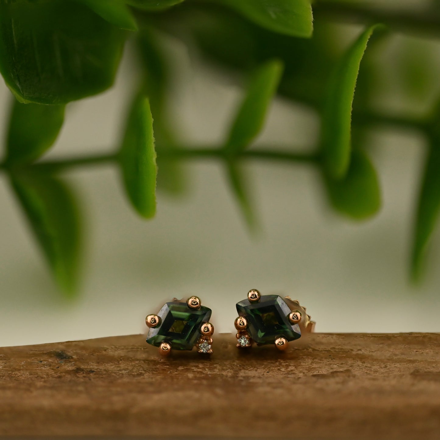 Diamond Cut Stud Earrings - Pair