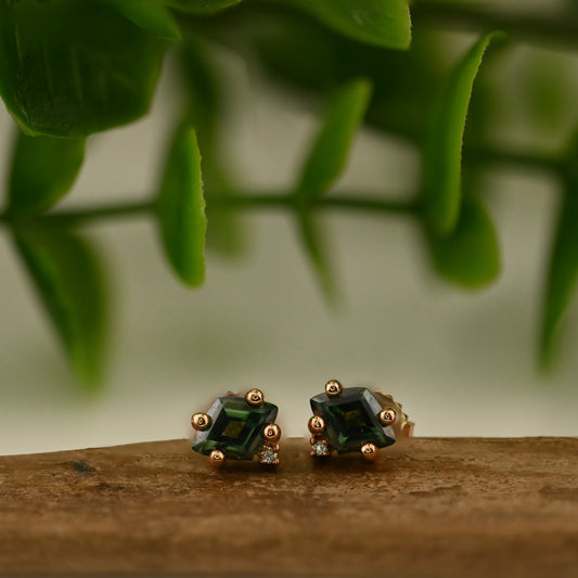Diamond Cut Stud Earrings - Pair