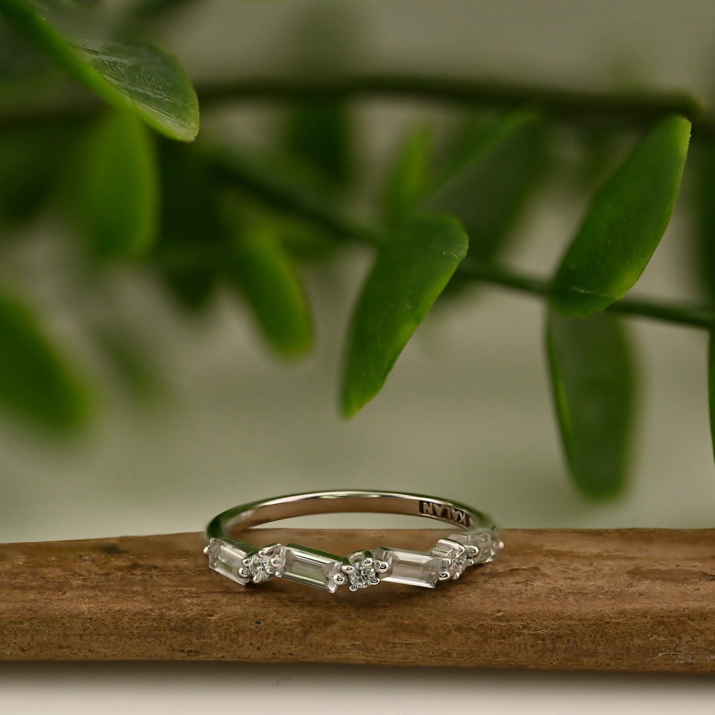 Fireworks Thin Baguette Half Band Ring