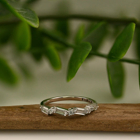 Fireworks Thin Baguette Half Band Ring