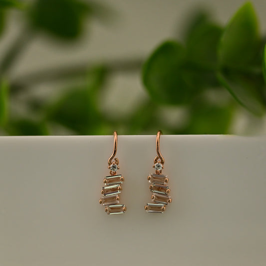 Fireworks White Topaz Baguette Earrings with Diamond Accents - Pair