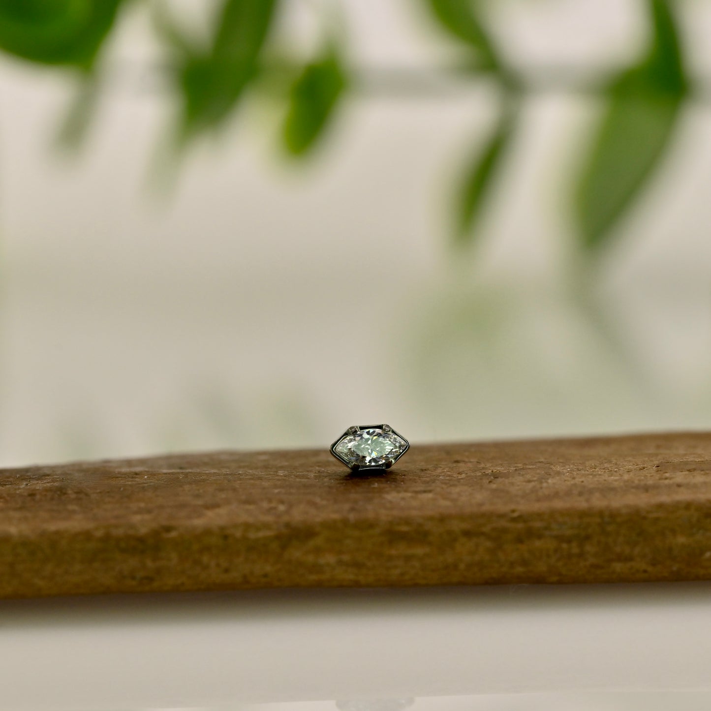 Titanium Marquise Prong Set Gem - Threadless