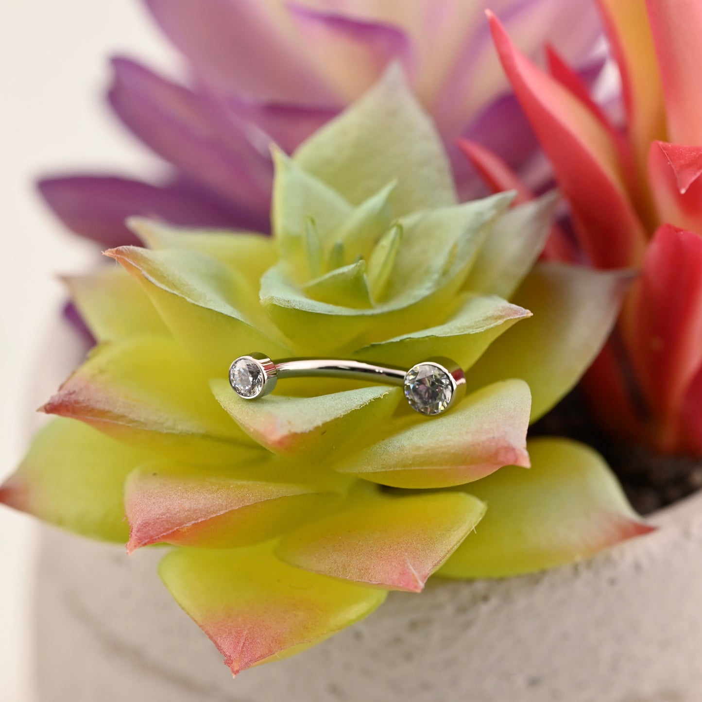 Titanium Double Bezel Set Small Navel Curve