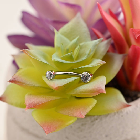 Titanium Double Bezel Set Small Navel Curve