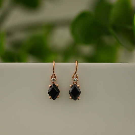 Black Spinel Drop Earrings - Pair