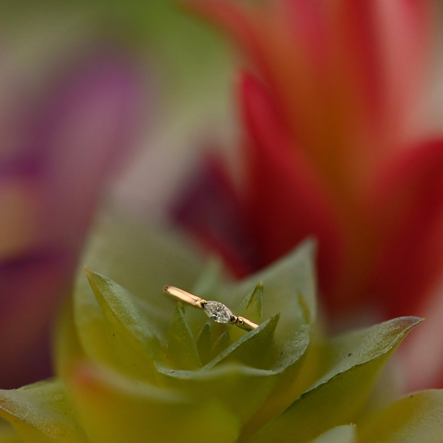 Marquise V Prong Fixed Ring