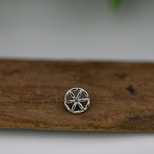 Flower of Life with Gem - 6mm Threaded