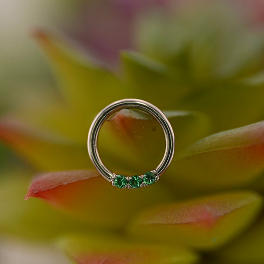 3 Gem Blaze Fixed Ring - Nipple Orientation 1.5mm Gemstones