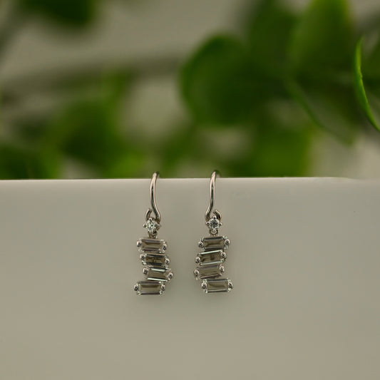 Fireworks White Topaz Baguette Earrings with Diamond Accents - Pair