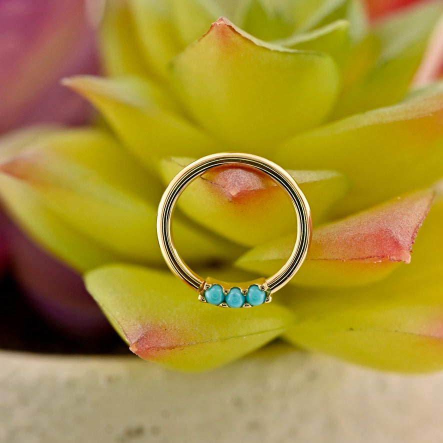 3 Gem Blaze Fixed Ring - Nipple Orientation 1.5mm Gemstones