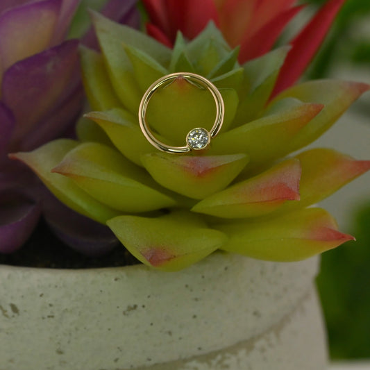 Fixed Ring with 3mm Round Open Back Bezel - Nipple Orientation