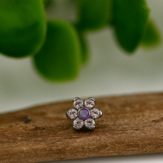 Titanium Threadless Flower - Large