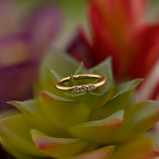 3 Gem Blaze Fixed Ring - Navel Orientation - 1.5mm Gemstones