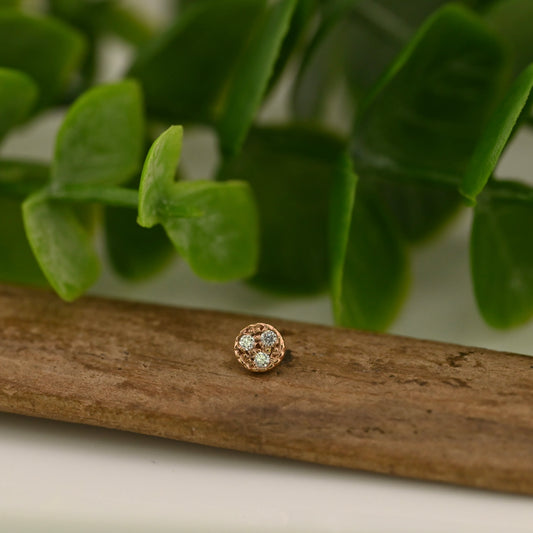 Threaded 3 Gem Pave Circle - 4mm