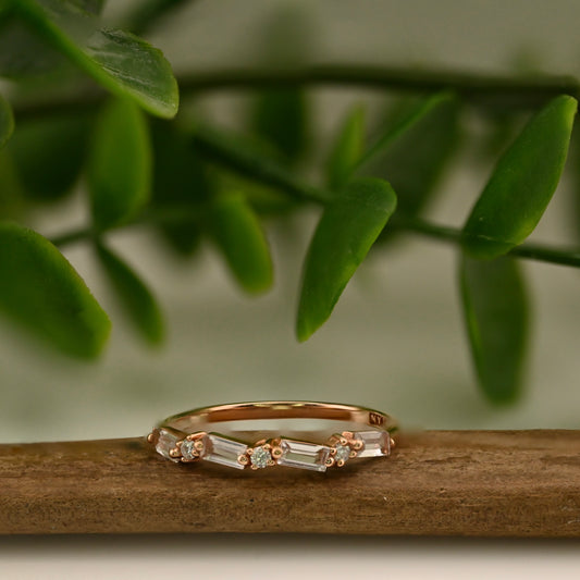 Fireworks Thin Baguette Half Band Ring