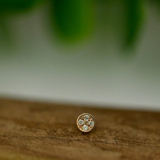 3mm Micro Pave Disc with 4 Gems - Threaded