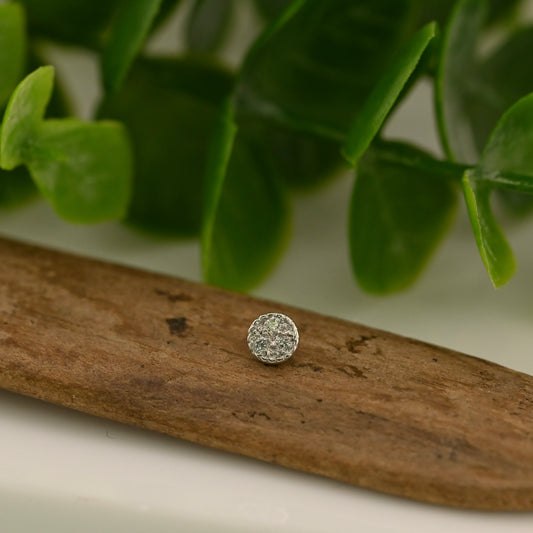 Threaded 3 Gem Pave Circle - 4mm
