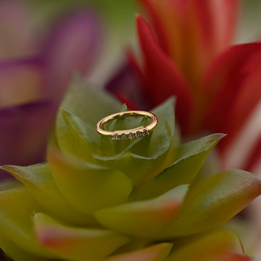 5 Gem Blaze Ring - Navel Orientation with 1mm Gemstones