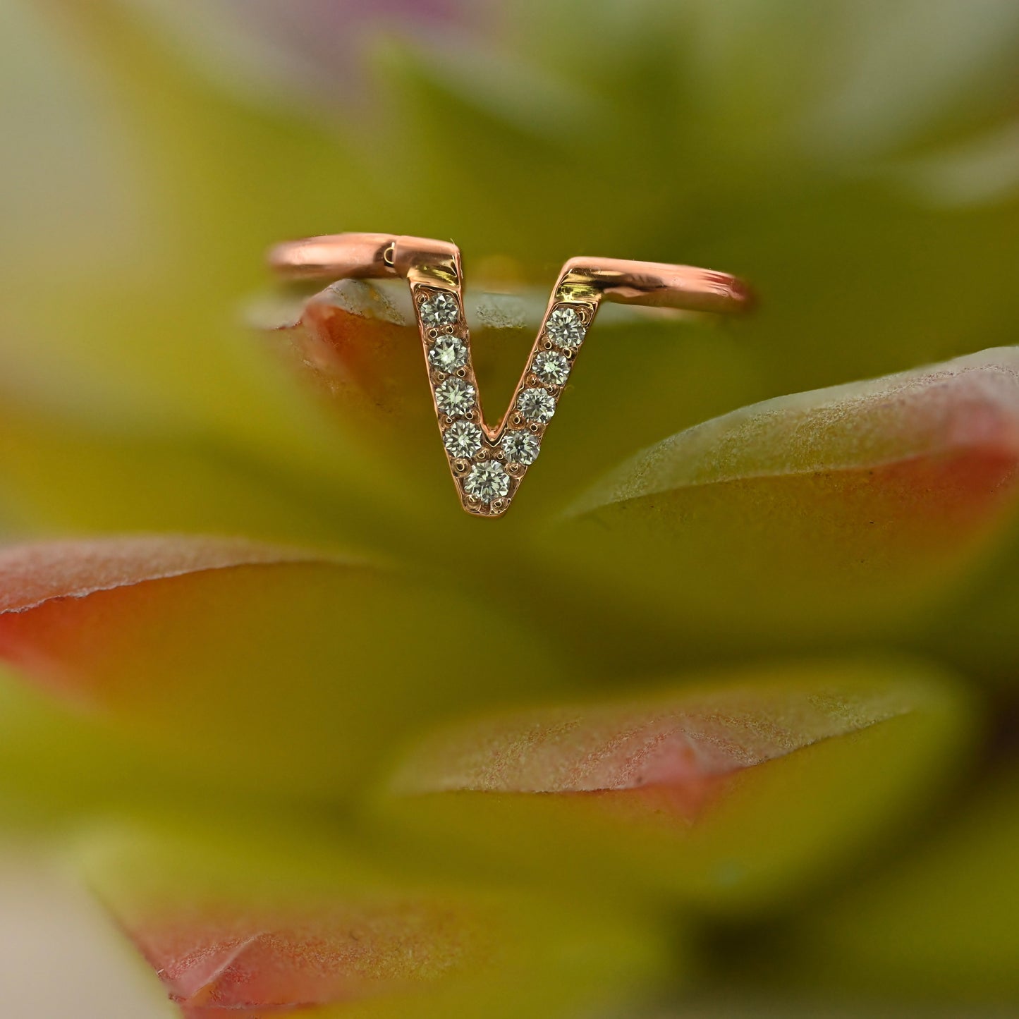 Jennelle V Ring with Gems