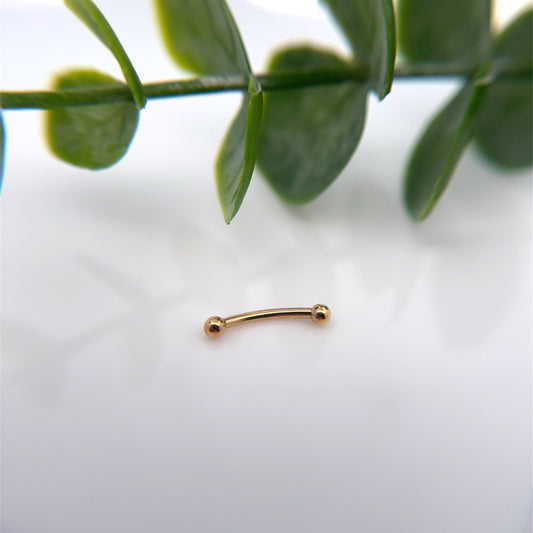 14K 18g Curved Barbell with 2mm Beads