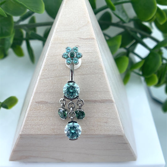 Titanium Triple Dangle Navel Curve