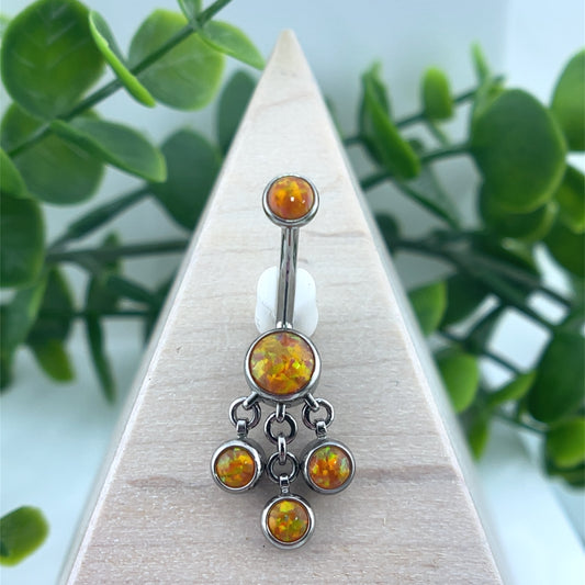 Titanium Triple Dangle Navel Curve