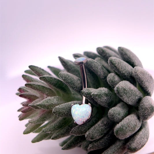 Titanium Heart Gem Navel Curve