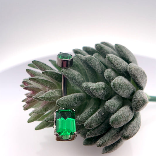 Titanium Emerald Cut Navel Curve