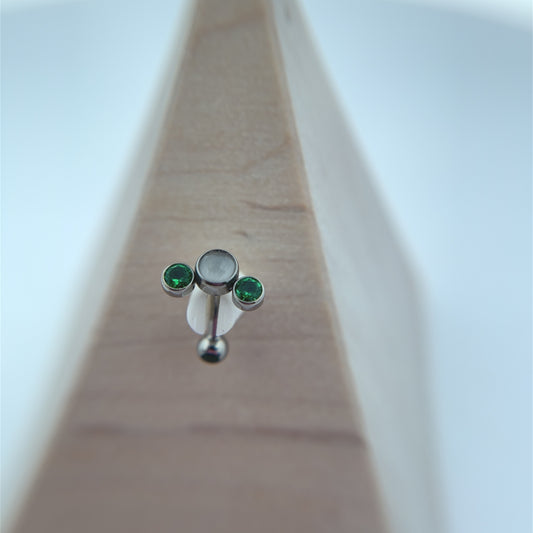 Titanium Curved Barbell with Multi Gem Ends - Threaded