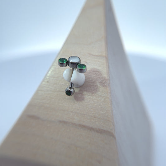 Titanium Curved Barbell with Multi Gem Ends - Threaded
