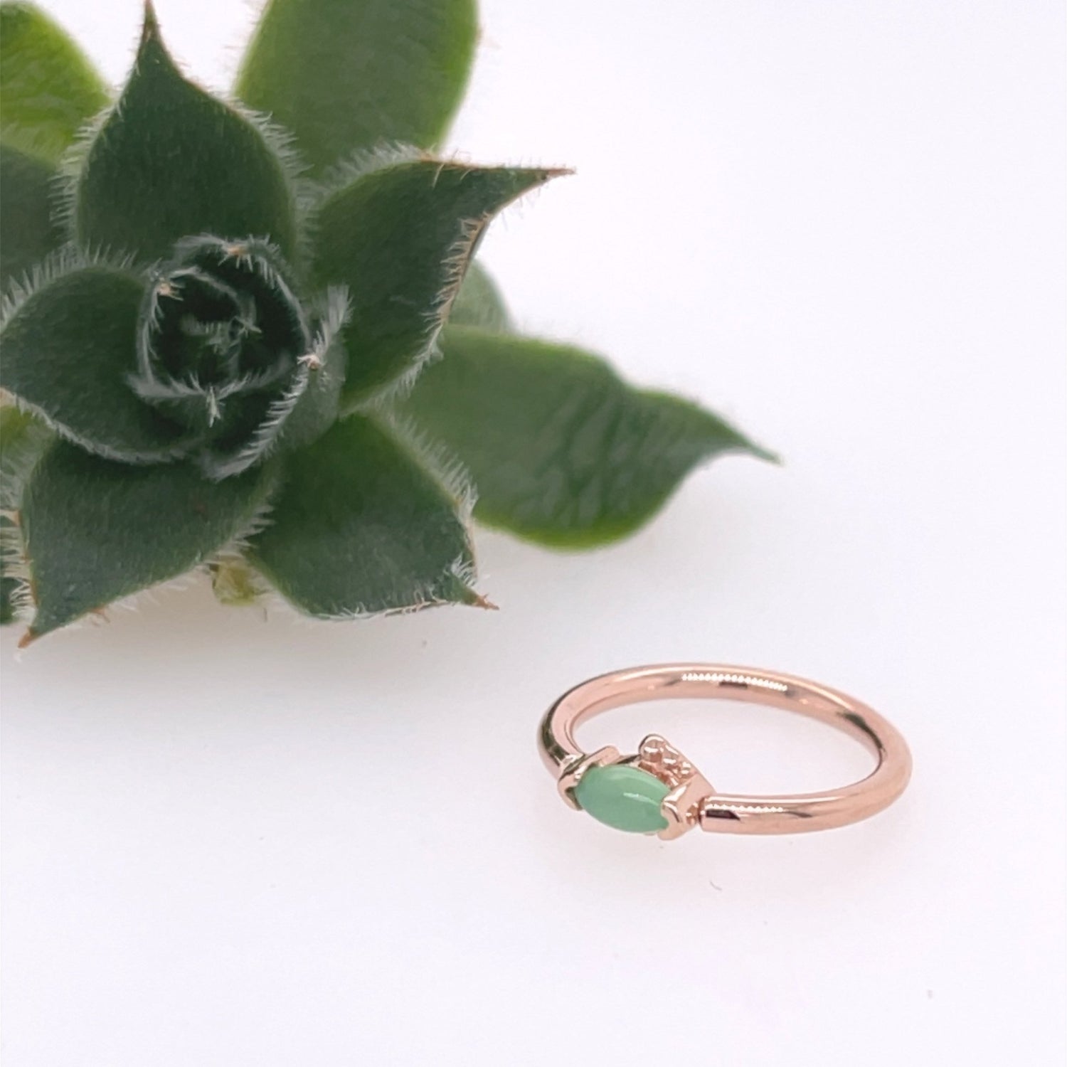 Beaded Marquise Fixed Ring - Agave in Bloom