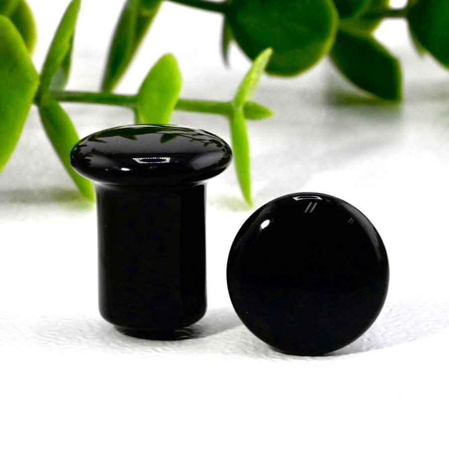 Black Obsidian Single Flare Plugs - Pair - Agave in Bloom