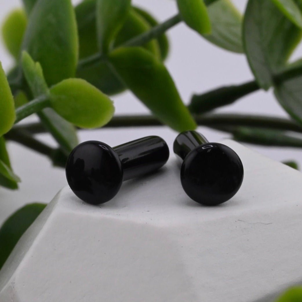 Black Obsidian Single Flare Plugs - Pair - Agave in Bloom