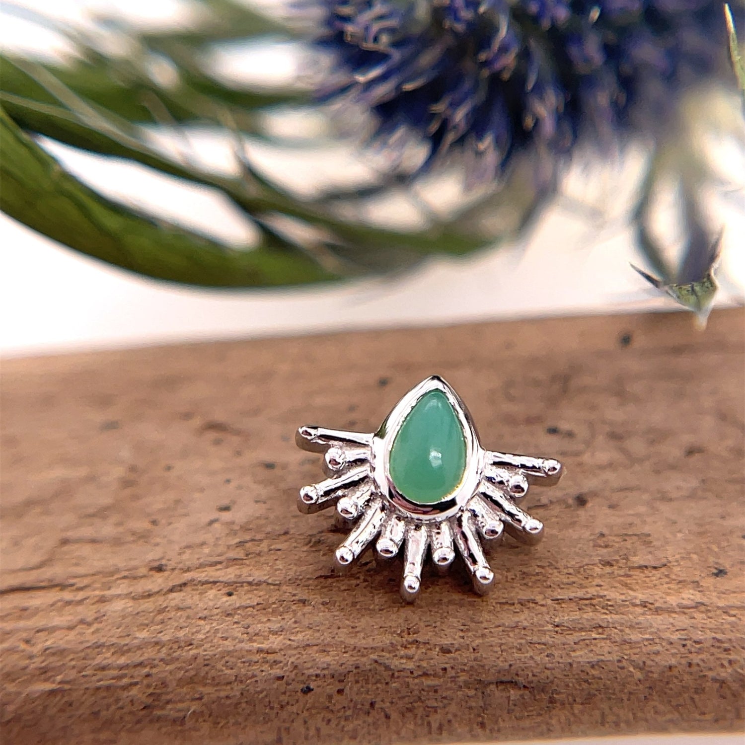 Borderline with Pear Bezel - Threaded - Agave in Bloom
