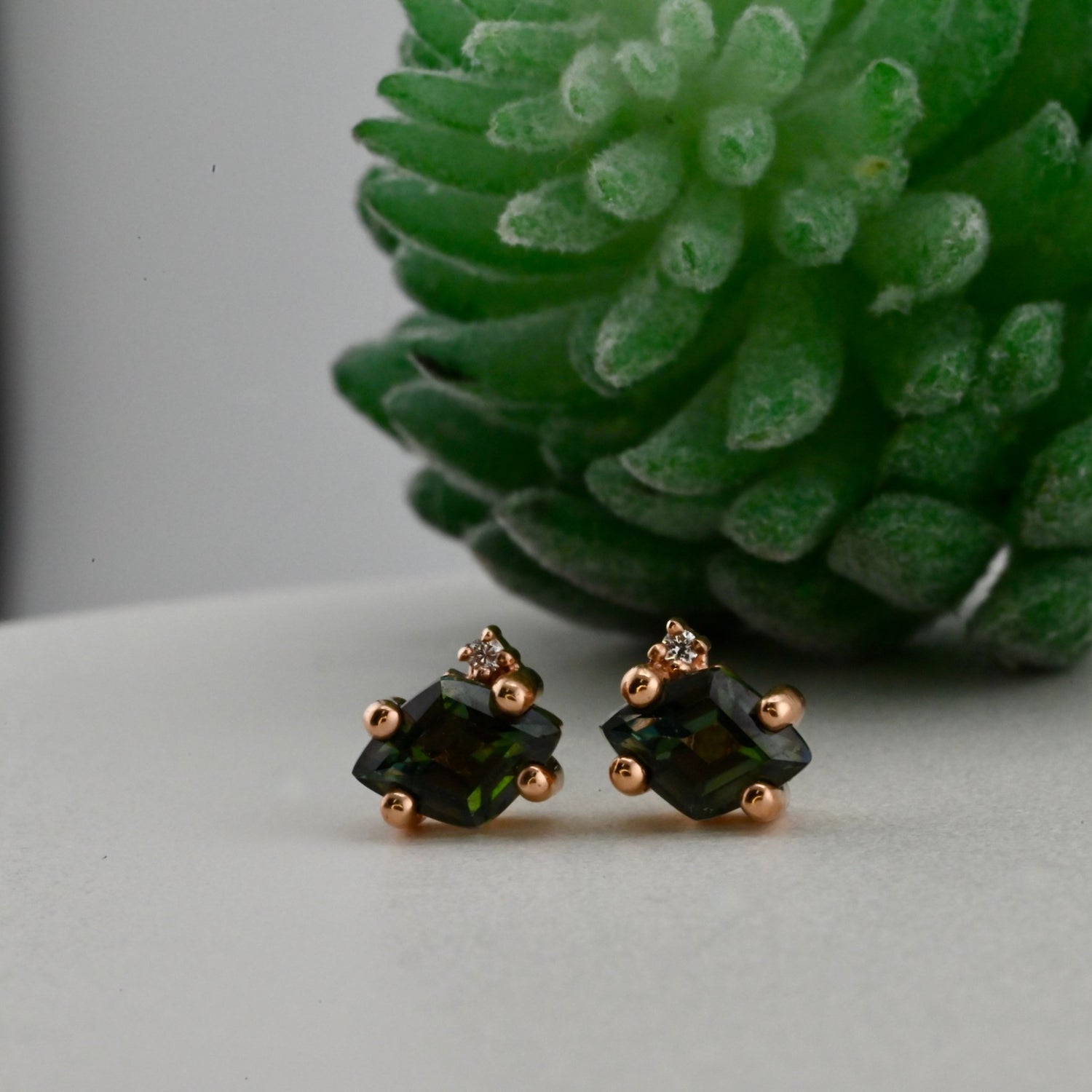 Diamond Cut Stud Earrings - Pair - Agave in Bloom