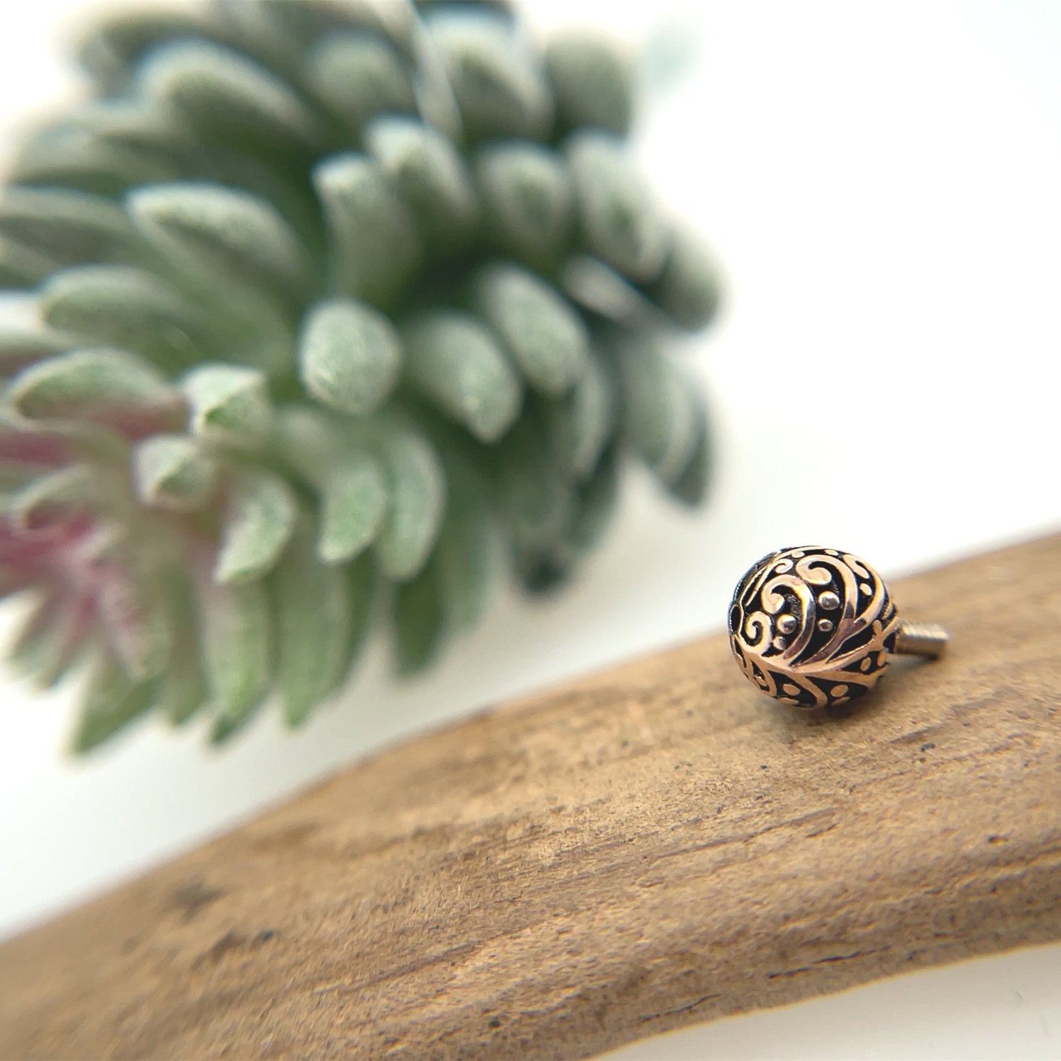 Filigree Bead Antique Finish 5.5mm - Threaded - Agave in Bloom