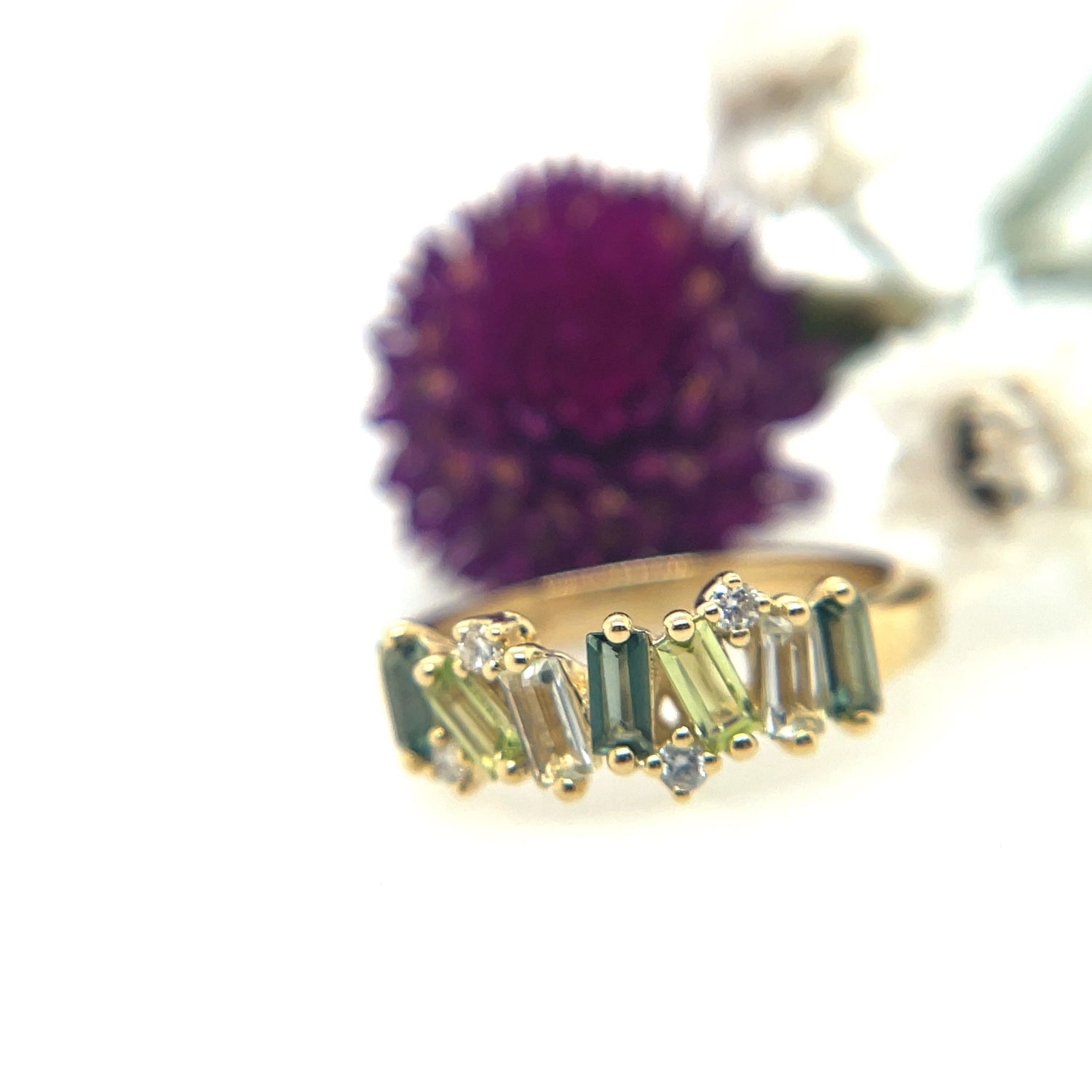 Fireworks Baguette Mix Half Band Ring - Agave in Bloom