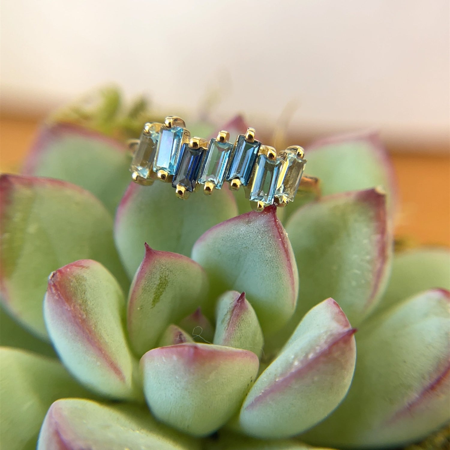 Fireworks Mix Half Band Ring - Agave in Bloom