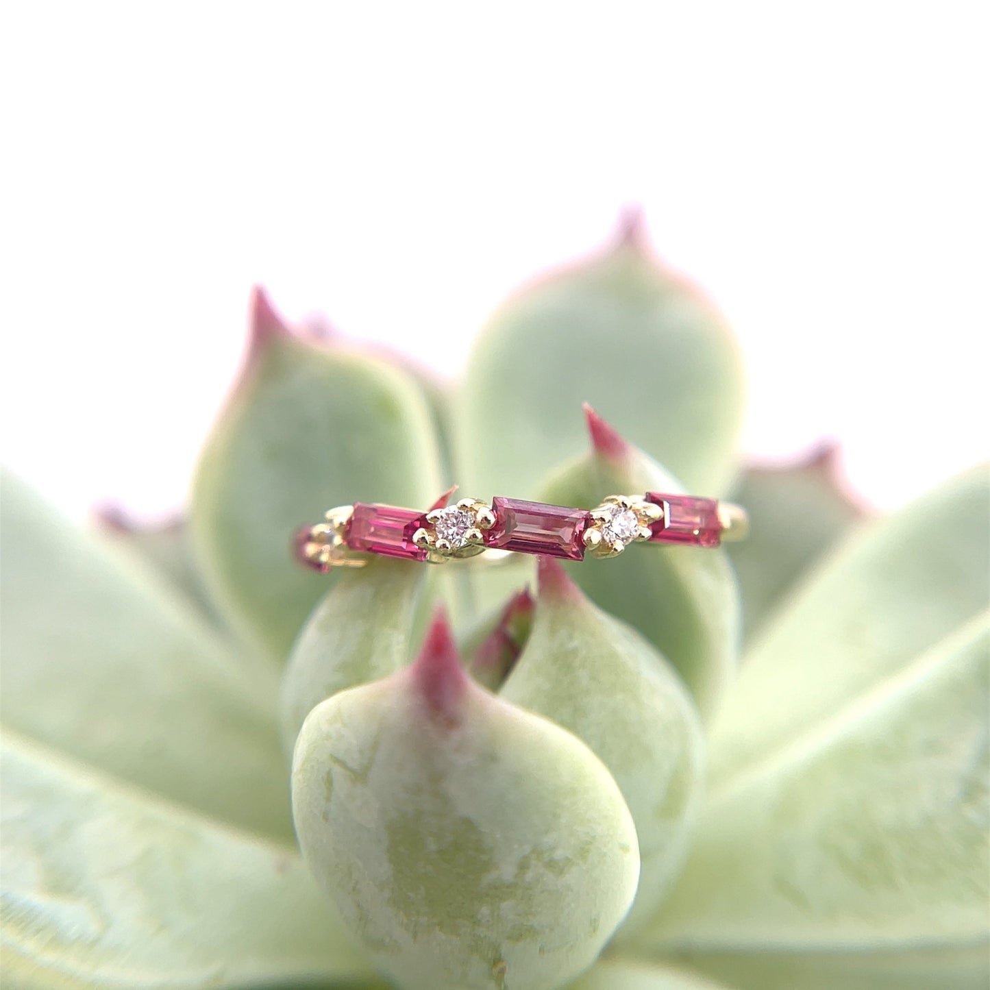 Fireworks Thin Baguette Half Band Ring - Agave in Bloom