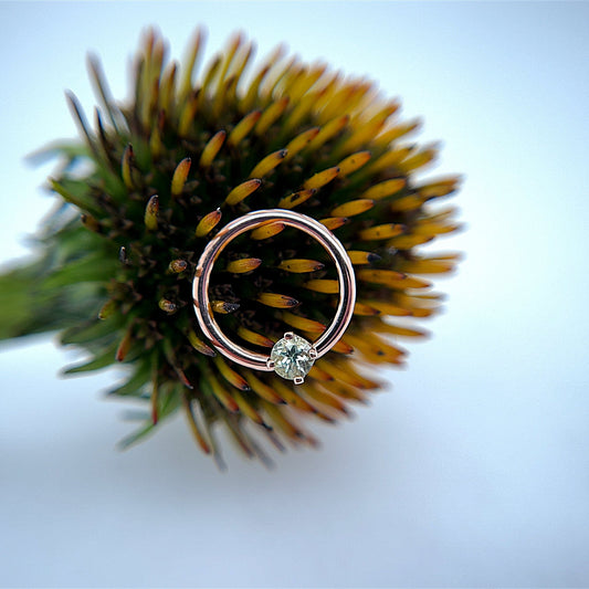 Fixed Ring with 3mm Round Prong Set Gemstone - Nipple Orientation - Agave in Bloom