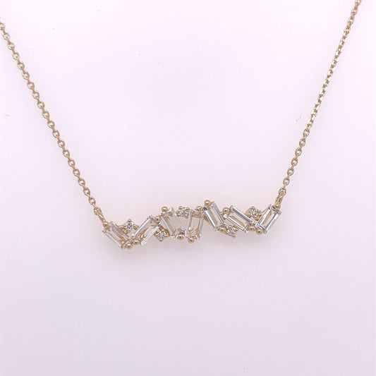 Long Baguette Bar Necklace - Agave in Bloom