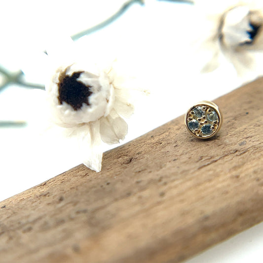 Micro Pave Disc with 4 gems - 3mm - Agave in Bloom