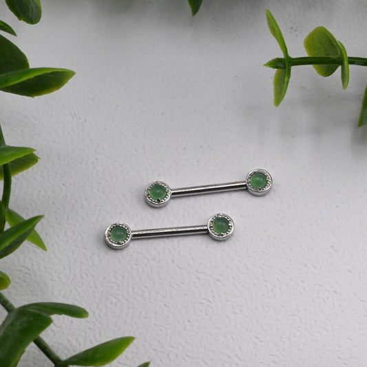 Millgrain Prong Nipple Barbell Pair - Agave in Bloom