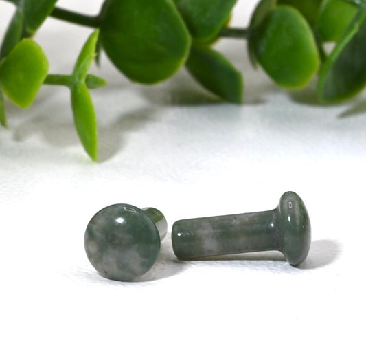 Moss Agate Single Flare Plugs - Pair - Agave in Bloom