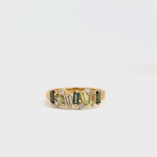 Fireworks Baguette Mix Half Band Ring