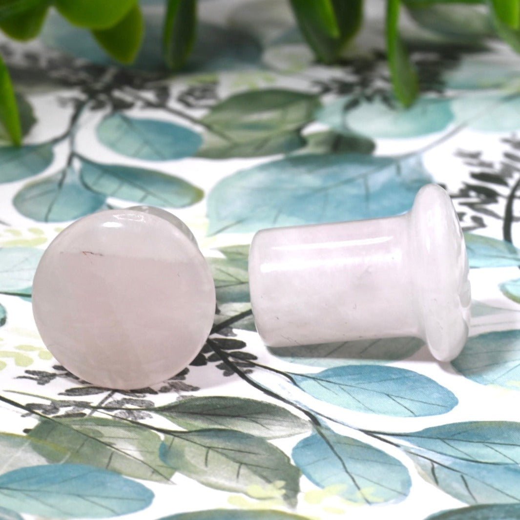 Rose Quartz Single Flare Plugs - Pair - Agave in Bloom